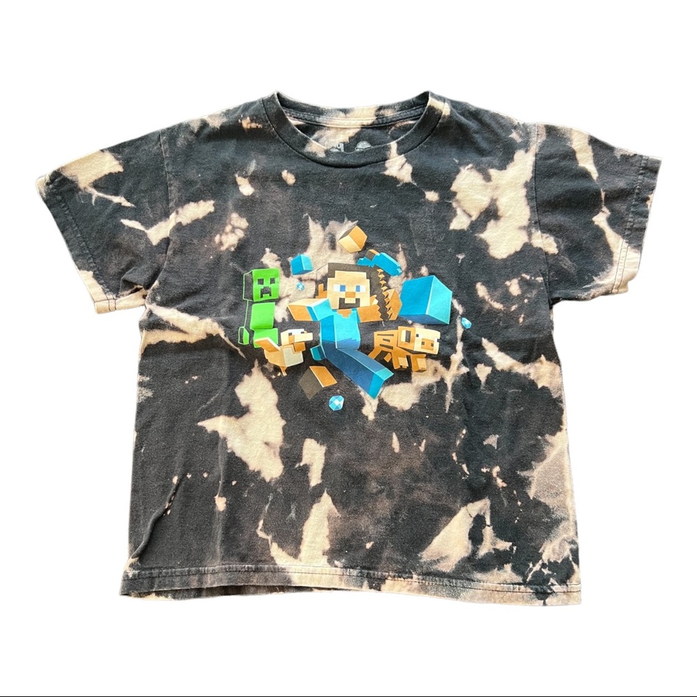 Kids Repurposed bleached tee Minecraft